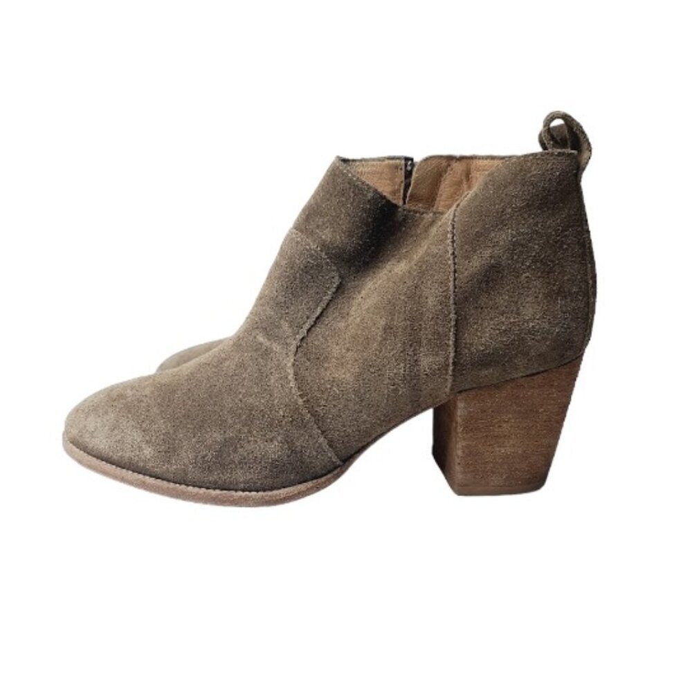 Madewell Women's Taupe Brenner Leather Block Heel Classic Ankle Bootie Size 9